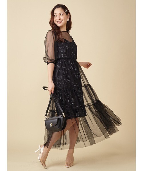 ROYAL PARTY シトロンプリントレイヤードワンピース