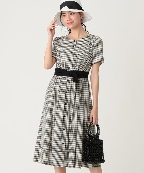 TO BE CHIC アセテートギンガムワンピース