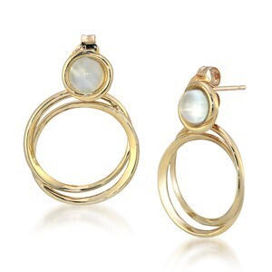 STAR JEWELRY MOONSTONE SET PIERCED EARRINGS