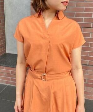 MEW'S REFINED CLOTHES ウォッシャブル抜襟スキッパーブラウス