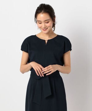 NOLLEY'S 麻調合繊パーツ付プルオーバーブラウス