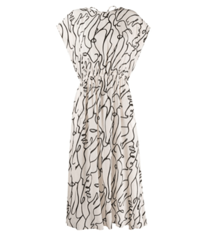 ALYSI Outline Print Midi Dress