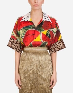 Dolce & Gabbana シャツ オーバーフィット ショートスリーブ ツイル スイカプリント