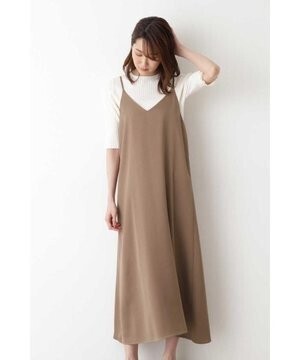 NATURAL BEAUTY BASIC [洗える]サテンマーメイドキャミワンピース