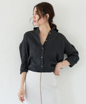 Loungedress ラミーバックボタンシャツ