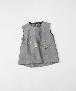 45R インディゴギマツイード刺繍ブラウス