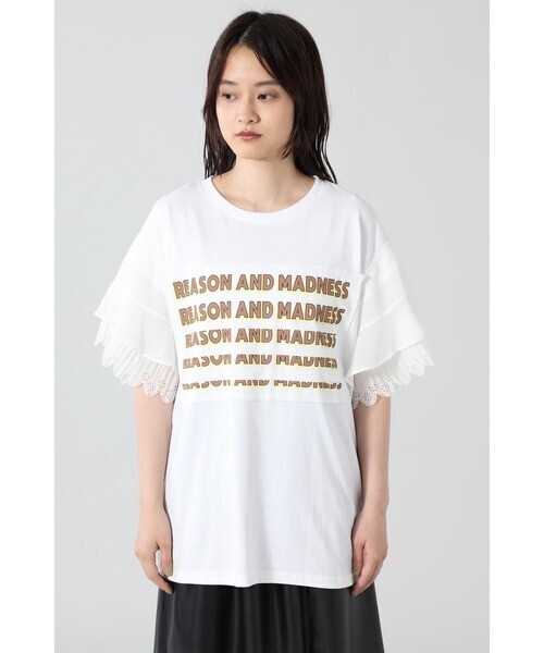 OKIRAKU OKIRAKU×ROSE BUD)レーススリーブプリントTシャツ