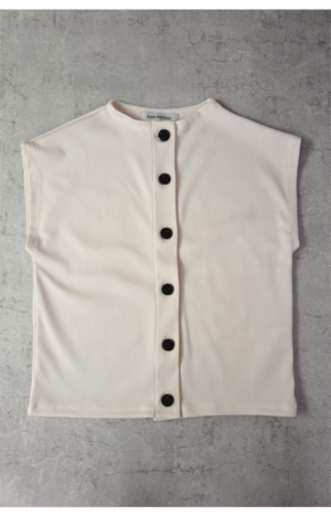 Jeane Kathleen Mock Neck Summer Knit〈Off White〉