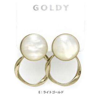 GOLDY 2190108 E ストーンライク サークルグープ イヤリング ホワイト