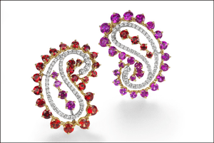 QAYTEN Paisley collection earrings with sapphires and diamonds