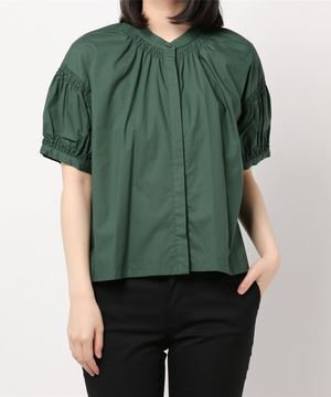 LADYMADE タックシャーリングワイドブラウス