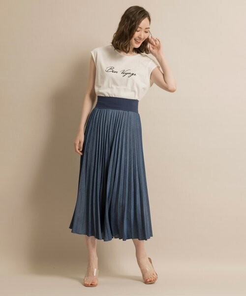 And Couture レーヨンデニムプリーツスカート