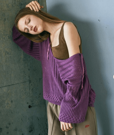 juemi Openwork Knit Pullover