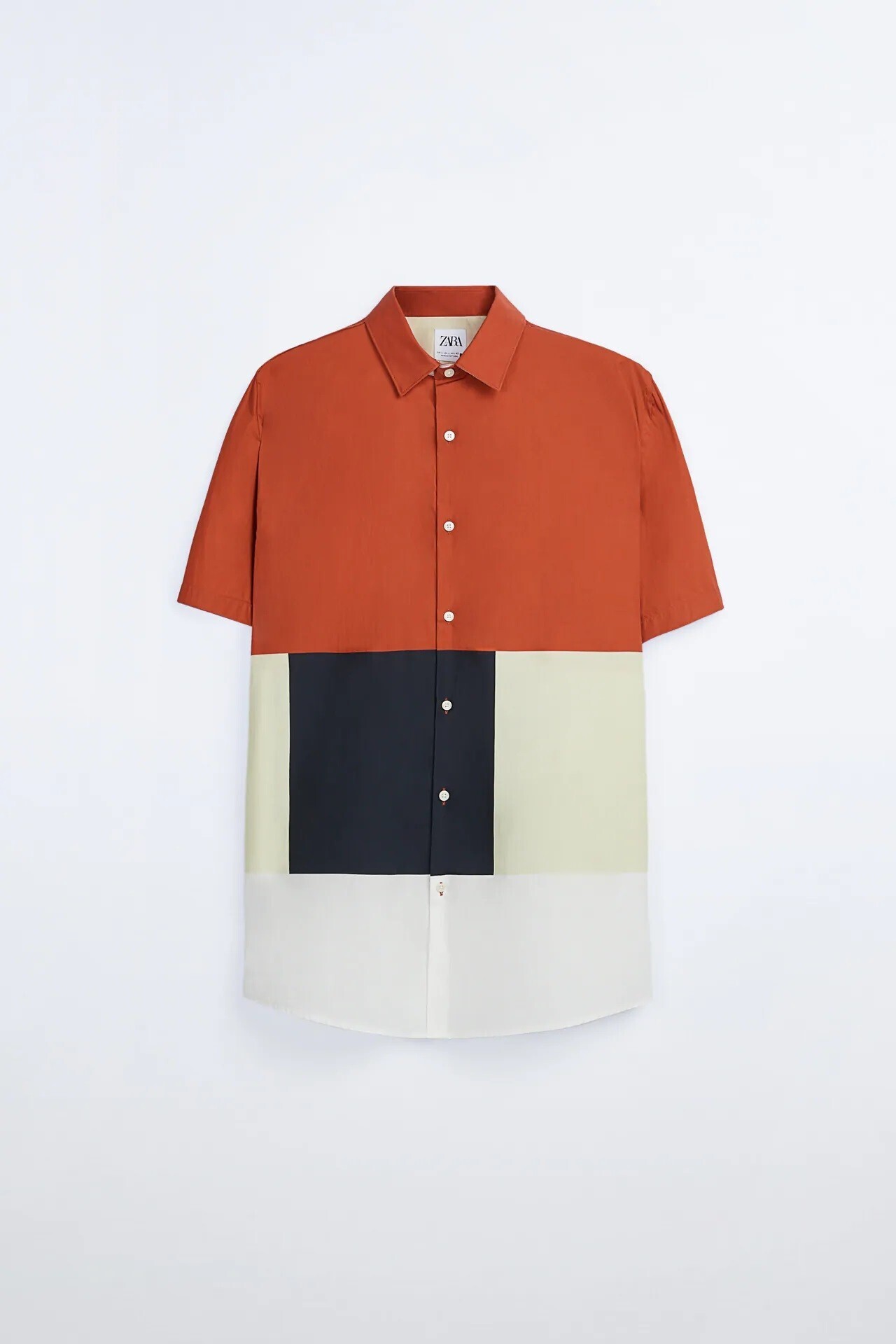 ZARA カラーブロックプリントシャツ