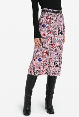 ottod'Ame COTTON MIDI SKIRT WITH PRINTING