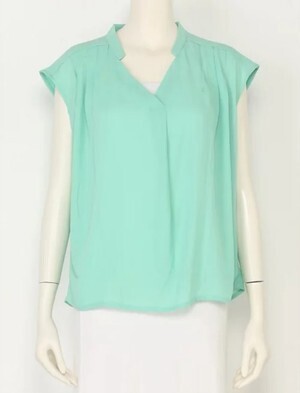 aquagarage スタンドカラーシフォンタックブラウス