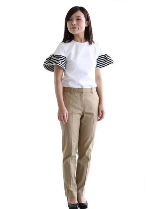 BORDERS at BALCONY GATHERED SLEEVES TEE WHITE