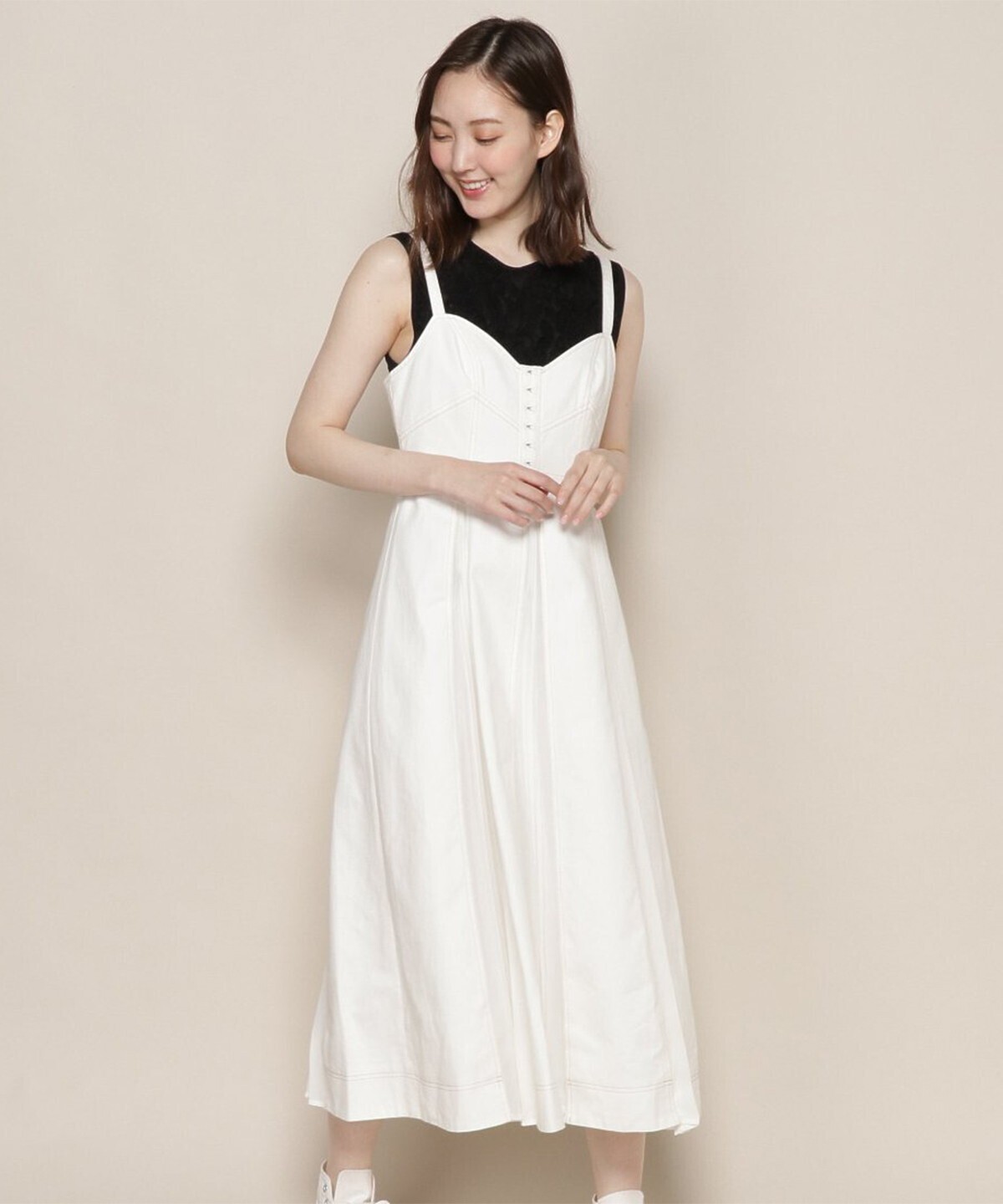 And Couture プリーツコンビキャミワンピース