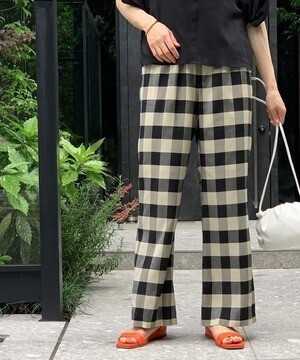 ROPE' ウエストゴムチェックパンツ