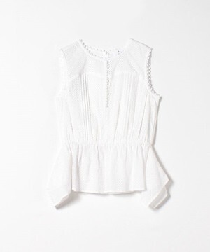 LANVIN en Bleu コットンレースノースリーブブラウス