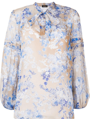 Les Copains pussy bow floral blouse