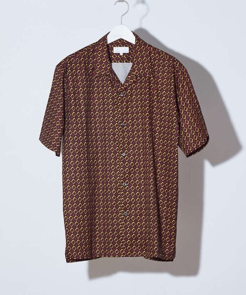 ABAHOUSE 【WEB別注】ドット柄オープンカラーシャツ