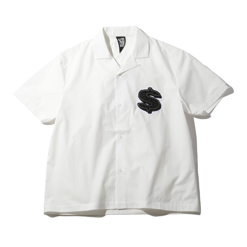 BILLIONAIRE BOYS CLUB BILLIONAIRE BOYS CLUB CHENILL PATCH DOLLAR S/S OPEN COLLAR SHIRT