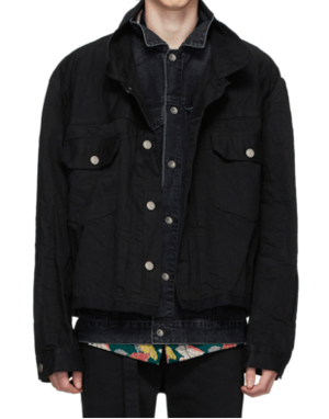 SACAI ブラック デニム レイヤード ジャケット
