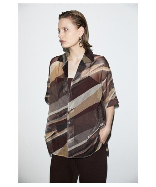 MOUSSY WAVY STRIPE SHEER シャツ