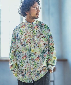 ANGENEHM ms4194-Psycho Flower Over Size Long sleeve Shirts シャツ