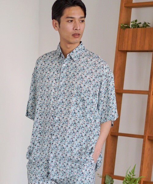 CAMBIO mhs1604-Geometric Super Big Silhoutte Short Sleeve Shirts