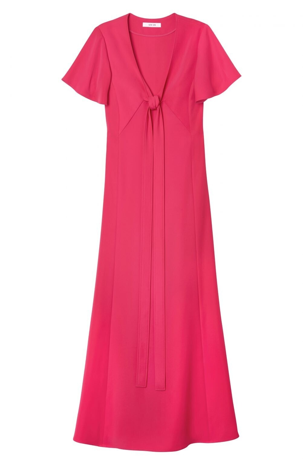 ADEAM Flutter Sleeve Tie Bodice Crepe Maxi Dres