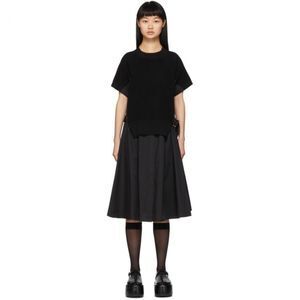 SACAI Black Knit Panel Dress