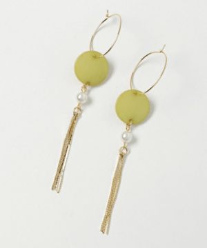 mia trim 【m-084P GR】フープアクリル＆チェーンタッセルピアス