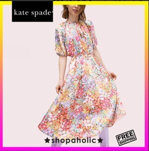 kate spade new york FLORAL DOTS SILK DRESS