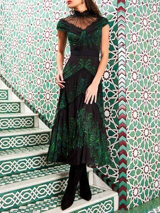 TADASHI SHOJI シャーヨークハイネックAラインドレス