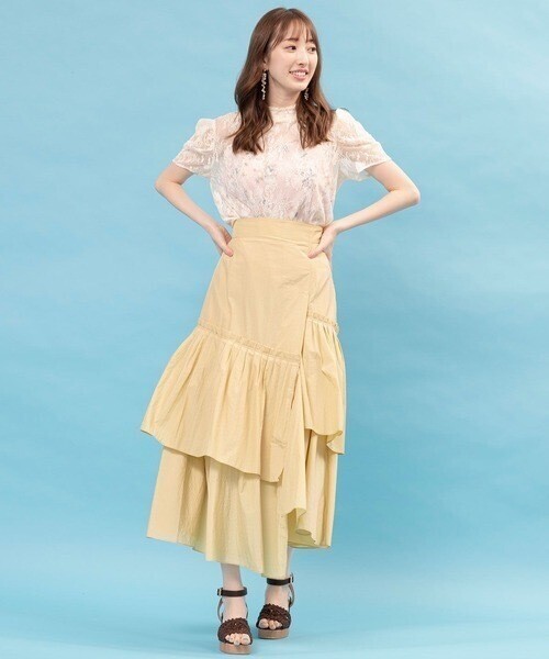 WILLSELECTION ワッシャーナイロンアシメプリーツスカート