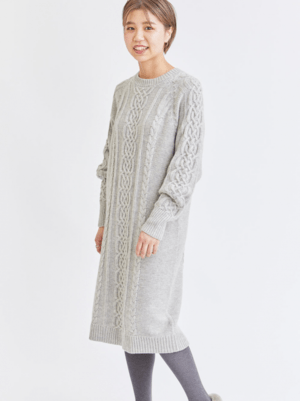 FREDY&GLOSTER 【FREDY REPIT】ケーブル柄ラグラン ニットワンピース