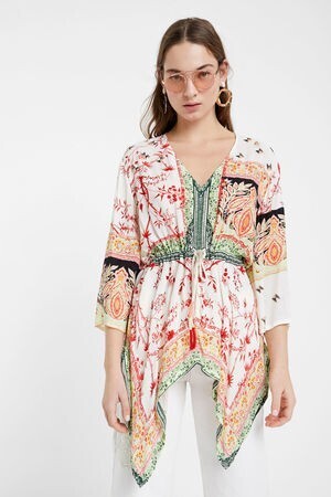 Desigual エスニックモチーフ カフタンブラウス