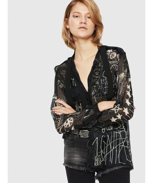 DIESEL オールオーバープリントシルク長そでシャツ
