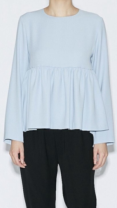 YOKO CHAN Long-sleeve Front Gathered Blouse