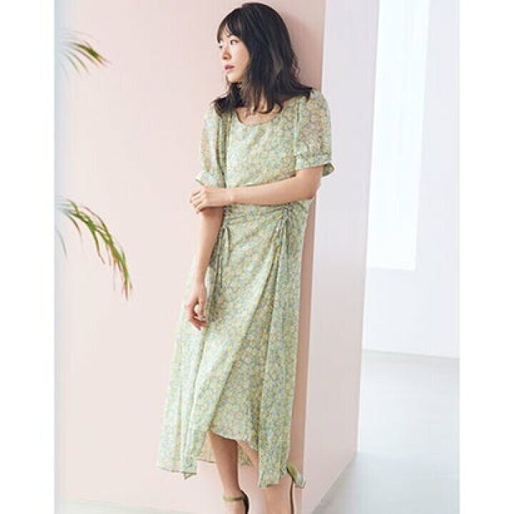 Cherie Mona サイドギャザーフラワーワンピース