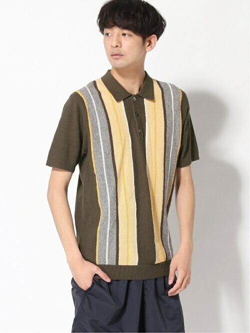 BEAMS B+KnitPoloStripe