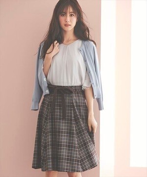 LAISSE PASSE チェックフレアースカート