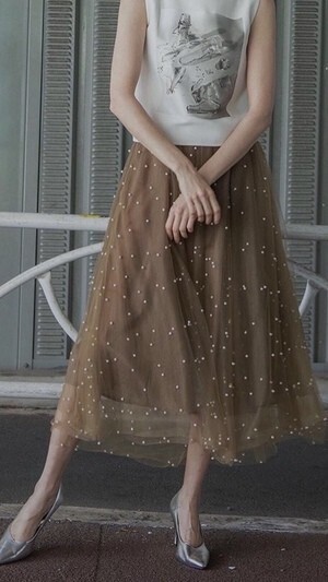 BELLE MANY PEARL FLARE SKIRT