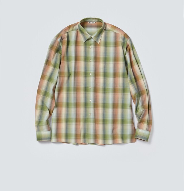 AURALEE SUPER LIGHT WOOL CHECK SHIRTS