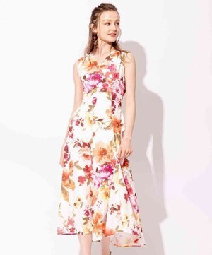 And Couture ぼかしフラワーカシュクールワンピース