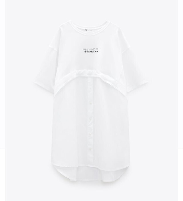 ZARA テキストプリント入りコンビワンピース