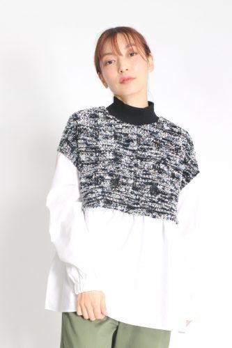 yueni Tweed Knit Pullover Blouse