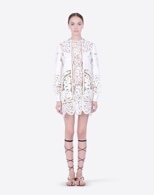 VALENTINO レディース ドレス リネン エンブロイダリー ホームファニシングモチーフ